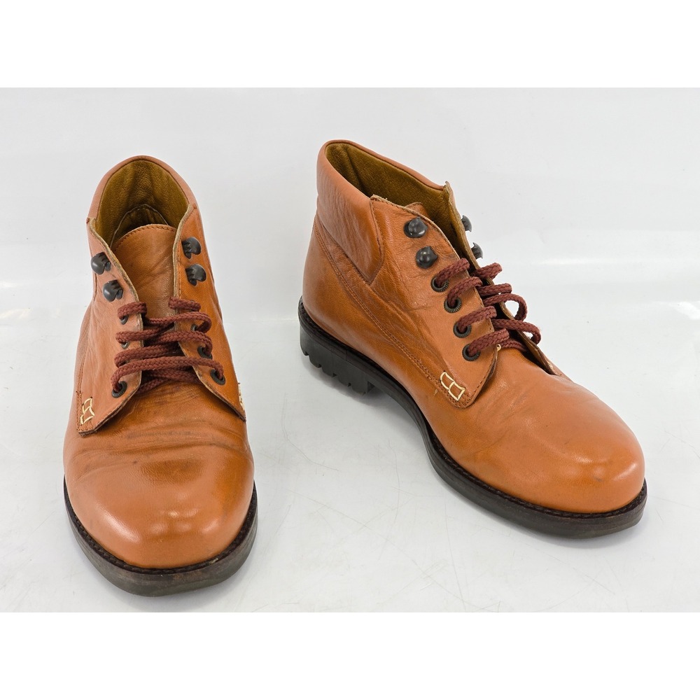 Ganga Boots Leather Ankle Boots Womens 38 Tan Brown Lace Up - Good
